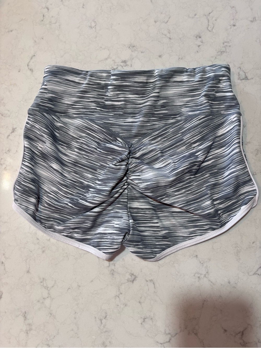 Athleta Gray Striated Twist-Front Athletic Shorts